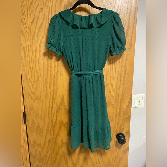 MONTEAU LA GREEN FLOUNCE LINED DRESS W/TIE WAIST  - SIZE XS - Picture 7 of 9